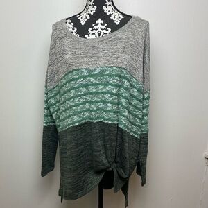 Umgee NWT Color Block Striped Front Knotted Hem Top